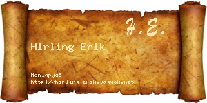 Hirling Erik névjegykártya
